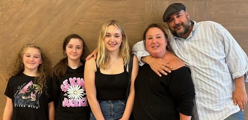 Brian Mayer with his wife Valerie and their three daughters